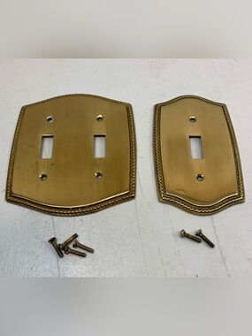 Vintage Solid Brass Double & Single Toggle Switch Covers.                   3714